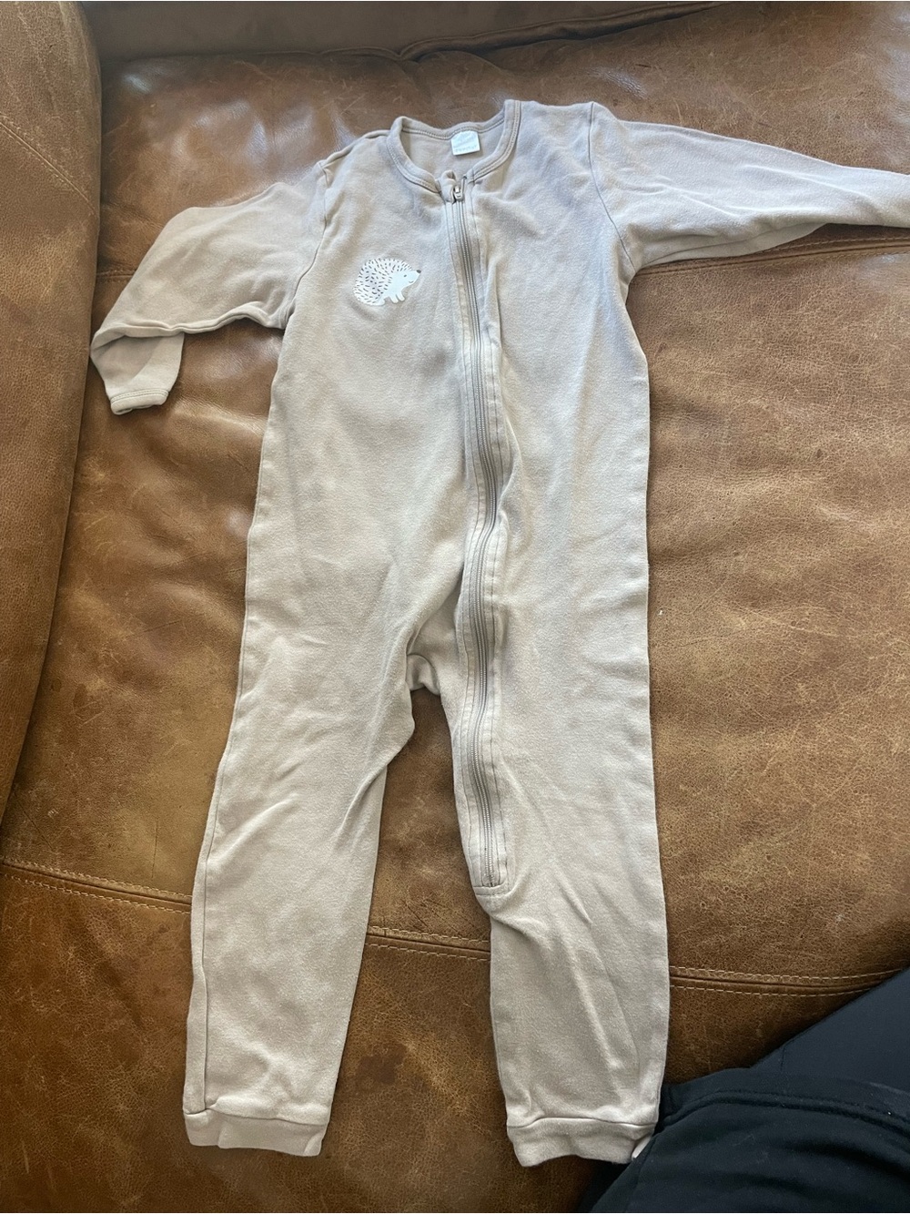 Neutral Beige Baby One-Piece Zipper Footless Sleeper